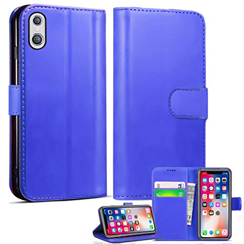 Mobile Stuff Schutzhülle für iPhone XS, Leder, Klappetui, Magnetverschluss, verstellbarer Standfunktion, Blau Mobile Stuff Schutzhülle für iPhone XS, Leder, Klappetui, Magnetverschluss, verstellbarer Standfunktion, Blau von Mobile Stuff
