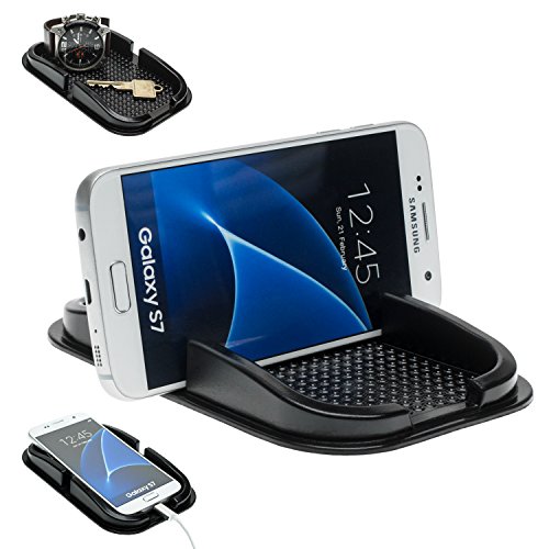 Mobilefox KFZ Anti-Rutsch Matte Handy Halterung für Samsung Galaxy S24 S24+ S23 S23+ S22 S21 S20 S20+ Ultra S10 S10+ S10e S9 S8 S7 S6 S5 S4 A3 A5 A7 Mini Edge Note Schwarz von Mobilefox