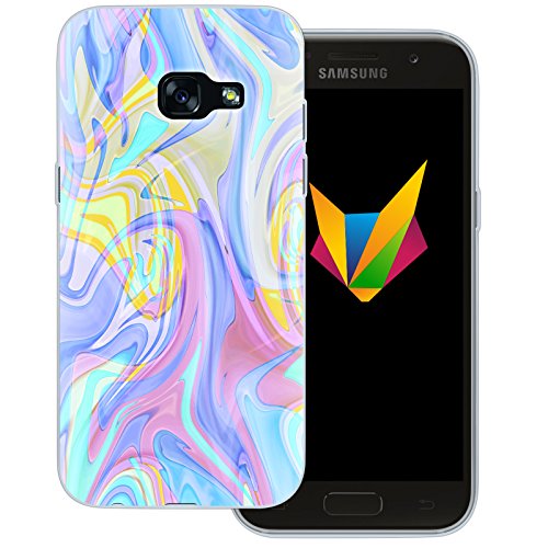 Mobilefox Liquid transparente Silikon TPU Schutzhülle 0,7mm dünne Handy Soft Case passend für Samsung Galaxy A3 (2017) Liquid Lila - Verlauf Hülle Cover Gel von Mobilefox