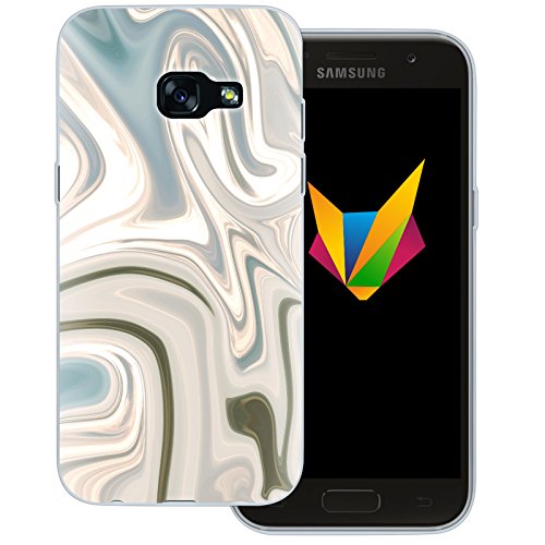 Mobilefox Liquid transparente Silikon TPU Schutzhülle 0,7mm dünne Handy Soft Case passend für Samsung Galaxy A3 (2017) Liquid Braun Gold - Verlauf Hülle Cover von Mobilefox