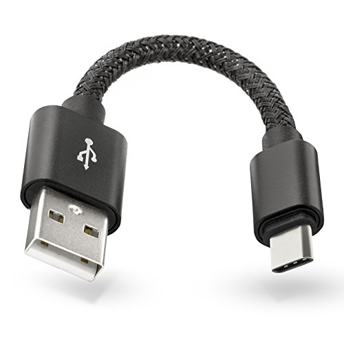 Mobilefox USB 3.1 Typ-C auf 2.0 USB 12cm Ladekabel Kurz Kabel Stecker Anschluss Laden & Synchronisieren für Samsung Galaxy A3 A5 (2017) Note 8 9 10 schwarz von Mobilefox