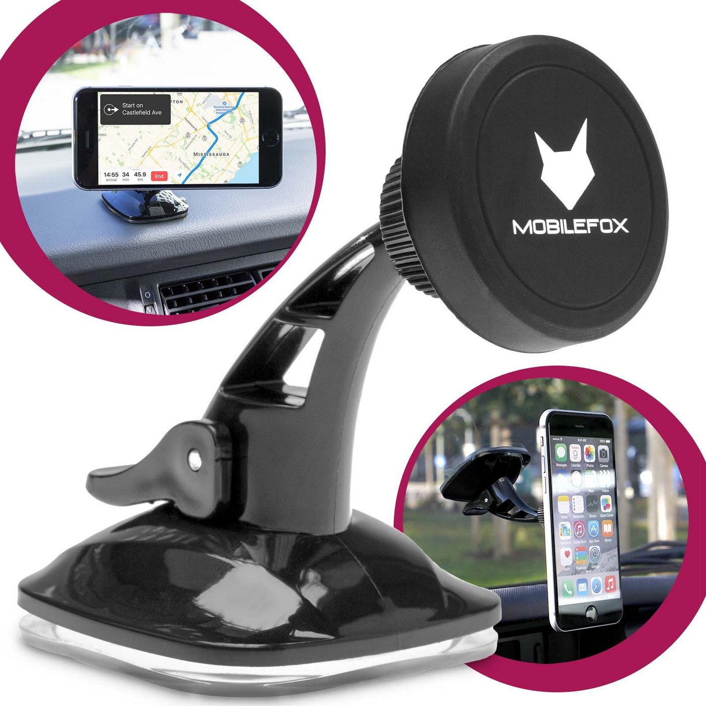 Mobilefox Universal 360° Magnet Saugnapf Handy KFZ -Halterung Halter Smartphone Smartphone-Halterung Mobilefox Universal 360° Magnet Saugnapf Handy KFZ -Halterung Halter Smartphone Smartphone-Halterung von Mobilefox