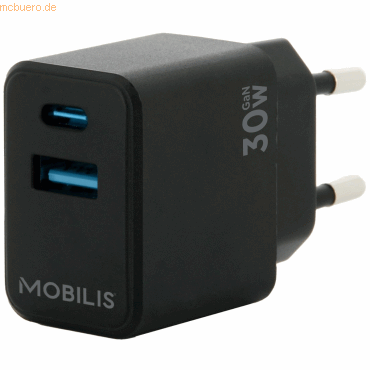 Mobilis Mobilis Wall Charger - 30W - 1 USB A + 1 USB C - GaN Mobilis Mobilis Wall Charger - 30W - 1 USB A + 1 USB C - GaN von Mobilis