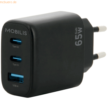 Mobilis Mobilis Wall Charger - 65W - 2 USB C + 1 USB A - GaN Mobilis Mobilis Wall Charger - 65W - 2 USB C + 1 USB A - GaN von Mobilis