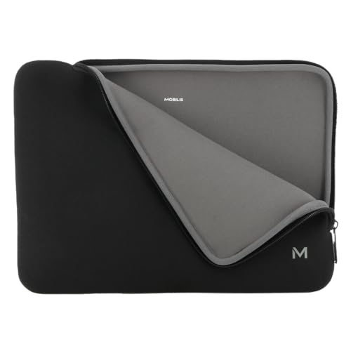 Mobilis Neopren Notebook-Hülle 12.5-14 Zoll, Schutzhülle für PC/Notebook/Ultrabook bis 14'', Hülle kompatibel mit MacBook Air/Pro 13.3'', Schwarz/Grau von Mobilis