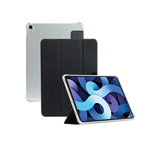 Mobilis Schutzhülle für iPad Air 5 10,9 Zoll 2022/iPad Air 4 10,9 Zoll 2020, stoßfest, mit verstärkten Ecken und Eingabestifthalter, transparent/schwarz von Mobilis