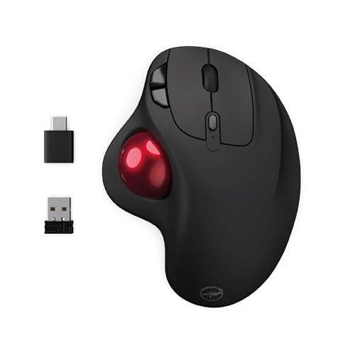 Mobility Lab Kabellose Trackball-Maus – kabellose Maus mit Daumenrad, einstellbare Genauigkeit, USB- und USB-C-Anschluss, macOS und Windows kompatibel – Schwarz von Mobility Lab