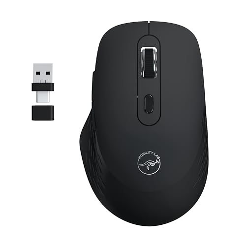 Mobility Lab Omega - Kabellose Bluetooth-Maus - Ergonomisch, USB- und USB-C-Empfänger, leise Klicks, einstellbare DPI, MacOS und Windows kompatibel - Schwarz von Mobility Lab