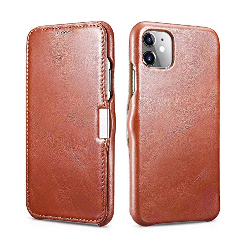 Mobiskin Hülle kompatibel mit Apple iPhone 11 (6,1 Zoll), Handyhülle mit echtem Leder, Case, Schutzhülle, dünne Handy-Tasche, Slim Cover, Vintage Braun von Mobiskin