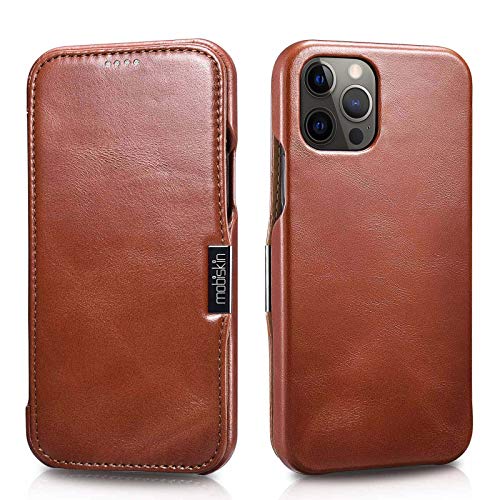 Mobiskin Hülle kompatibel mit Apple iPhone 12 PRO MAX (6,7 Zoll), Handyhülle mit echtem Leder, Case, Schutzhülle, dünne Handy-Tasche, Slim Cover, Vintage Braun von Mobiskin