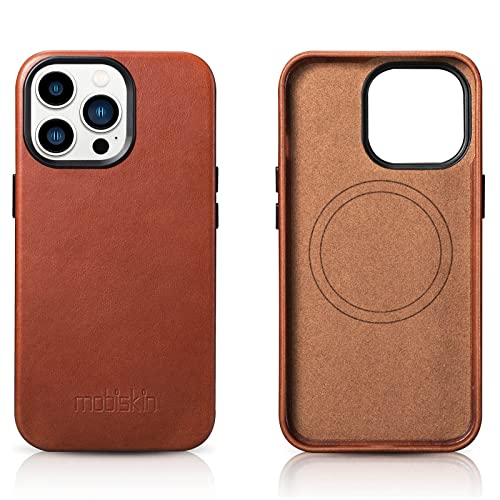 Mobiskin Hülle kompatibel mit Apple iPhone 14 PRO (6,1 Zoll), Handyhülle mit echtem Leder, Case, Schutzhülle, dünne Handytasche, Slim Cover, Braun Vintage von Mobiskin