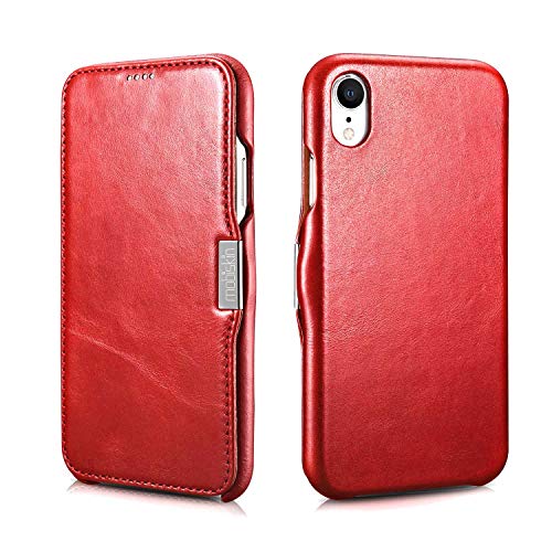 Mobiskin Hülle kompatibel mit Apple iPhone XR (6,1 Zoll), Handyhülle mit echtem Leder, Case, Schutzhülle, dünne Handy-Tasche, Slim Cover, Vintage Rot von Mobiskin