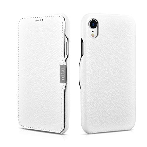 Mobiskin Hülle kompatibel mit Apple iPhone XR (6,1 Zoll), Handyhülle mit echtem Leder, Case, Schutzhülle, dünne Handy-Tasche, Slim Cover, Weiß von Mobiskin