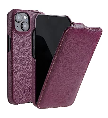 Mobiskin Hülle passend für Apple iPhone 14 (6,1 Zoll), Handyhülle mit beschichtetem Leder, Case, Schutzhülle klappbar, dünne Handy-Tasche, Slim Cover, Lila, Violett von Mobiskin