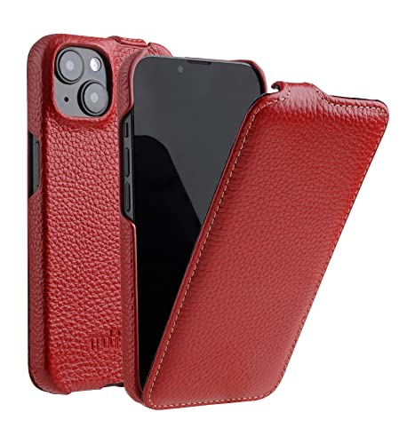 Mobiskin Hülle passend für Apple iPhone 14 (6,1 Zoll), Handyhülle mit beschichtetem Leder, Case, Schutzhülle klappbar, dünne Handy-Tasche, Slim Cover, Rot von Mobiskin