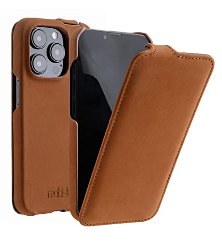 Mobiskin Hülle passend für Apple iPhone 14 PRO (6,1 Zoll), Handyhülle mit echtem Leder, Case, Schutzhülle klappbar, dünne Handy-Tasche, Slim Cover, Vintage Braun von Mobiskin