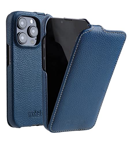 Mobiskin Hülle passend für Apple iPhone 14 PRO MAX (6,7 Zoll), Handyhülle mit beschichtetem Leder, Case, Schutzhülle klappbar, dünne Handy-Tasche, Slim Cover, Blau von Mobiskin