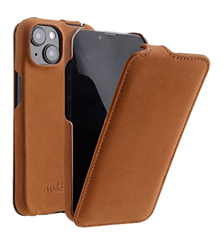 Mobiskin Hülle passend für Apple iPhone 14 Plus (6,7 Zoll), Handyhülle mit echtem Leder, Case, Schutzhülle klappbar, dünne Handy-Tasche, Slim Cover, Vintage Braun von Mobiskin