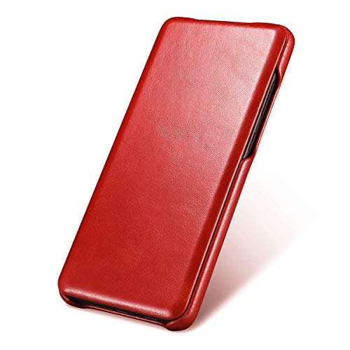 Mobiskin Hülle passend für Samsung Galaxy S20 / SM-G980, Handyhülle mit echtem Leder, Case, Schutzhülle, dünne Handy-Tasche, Slim Cover, Vintage Rot von Mobiskin