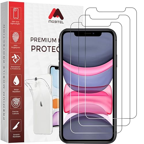 Mobitel 3-Pack Screen Protector for iPhone 11, iPhone XR, 9H Hardness 6.1-Inch Tempered Glass Case-Friendly Protector, Anti-Scratch, Anti-Bubble with Easy Installation, HD Crystal Clear Mobitel 3-Pack Screen Protector for iPhone 11, iPhone XR, 9H Hardness 6.1-Inch Tempered Glass Case-Friendly Protector, Anti-Scratch, Anti-Bubble with Easy Installation, HD Crystal Clear von Mobitel