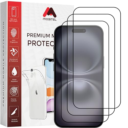 Mobitel 3 Stück Schutzfolie Kompatibel mit iPhone 16, 9H Härte 6,7 Zoll Panzerglas Schutzfolie, Anti-Kratzen, Anti-Bläschen mit Einfache Installation Mobitel 3 Stück Schutzfolie Kompatibel mit iPhone 16, 9H Härte 6,7 Zoll Panzerglas Schutzfolie, Anti-Kratzen, Anti-Bläschen mit Einfache Installation von Mobitel