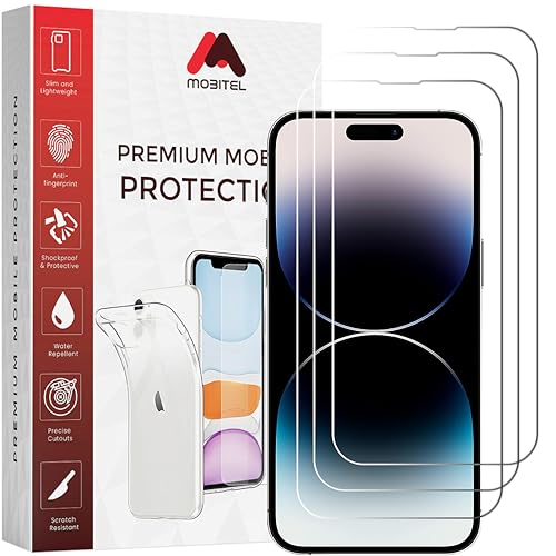 Mobitel 3 Stück Schutzfolie für iPhone 13 Pro Max, 14 Pro Max, 14 Plus 9H Härte 6,7 Zoll Panzerglas Hüllenfreundlicher Schutz, Anti-Kratzen, Anti-Bläschen mit Einfache Installation Mobitel 3 Stück Schutzfolie für iPhone 13 Pro Max, 14 Pro Max, 14 Plus 9H Härte 6,7 Zoll Panzerglas Hüllenfreundlicher Schutz, Anti-Kratzen, Anti-Bläschen mit Einfache Installation von Mobitel