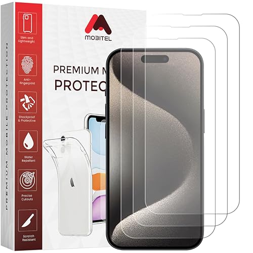 Mobitel 3 Stück Schutzfolie für iPhone 16 Pro, 9H Härte 6,3 Zoll Panzerglas Hüllenfreundlicher Schutz, Anti-Kratzen, Anti-Bläschen mit Einfache Installation, Stark & Sensitive HD Klar Mobitel 3 Stück Schutzfolie für iPhone 16 Pro, 9H Härte 6,3 Zoll Panzerglas Hüllenfreundlicher Schutz, Anti-Kratzen, Anti-Bläschen mit Einfache Installation, Stark & Sensitive HD Klar von Mobitel