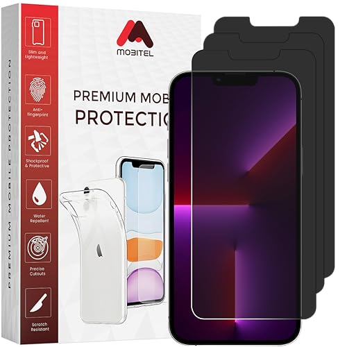Mobitel 3 Stück Sichtschutz Glas Displayschutzfolie für iPhone 13 Pro Max 14plus 6,1 Zoll 9H Härte Panzerglas Schutzfolie, Anti-Spionage, Anti-Wasser, Anti-Kratzen, Blasenfrei, Hülle Freundlich Mobitel 3 Stück Sichtschutz Glas Displayschutzfolie für iPhone 13 Pro Max 14plus 6,1 Zoll 9H Härte Panzerglas Schutzfolie, Anti-Spionage, Anti-Wasser, Anti-Kratzen, Blasenfrei, Hülle Freundlich von Mobitel