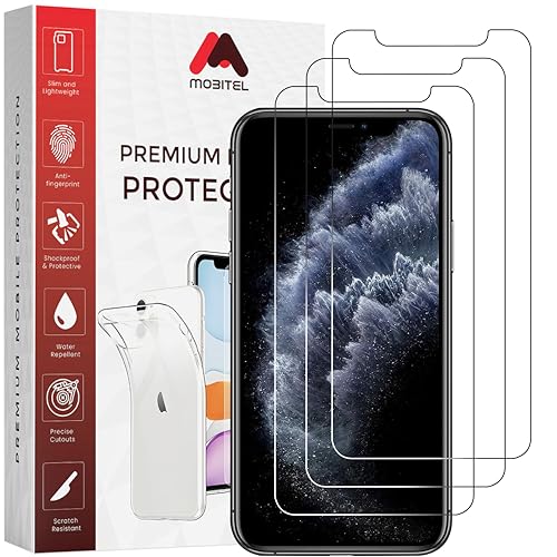 Mobitel 3er-Pack Displayschutzfolie für iPhone X, iPhone XS und iPhone 11 Pro, 9H Härte 5,8 Zoll gehärtetes Glas, hüllenfreundlich, Anti-Kratzer, Anti-Bläschen mit einfacher Installation Mobitel 3er-Pack Displayschutzfolie für iPhone X, iPhone XS und iPhone 11 Pro, 9H Härte 5,8 Zoll gehärtetes Glas, hüllenfreundlich, Anti-Kratzer, Anti-Bläschen mit einfacher Installation von Mobitel