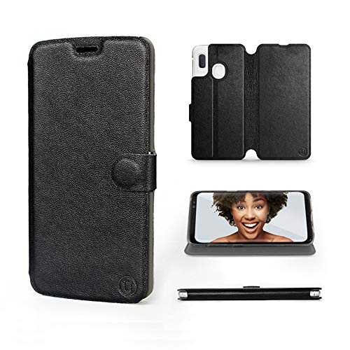 MOBIWEAR | Echt Lederhülle | Kompatibel mit Samsung Galaxy A20e, Made in EU handyhülle, Slim Leather Case, Premium Flip Schutzhülle, Transparent TPU Silicon, Book Style, Tasche - Schwarzes Leder MOBIWEAR | Echt Lederhülle | Kompatibel mit Samsung Galaxy A20e, Made in EU handyhülle, Slim Leather Case, Premium Flip Schutzhülle, Transparent TPU Silicon, Book Style, Tasche - Schwarzes Leder von MOBIWEAR