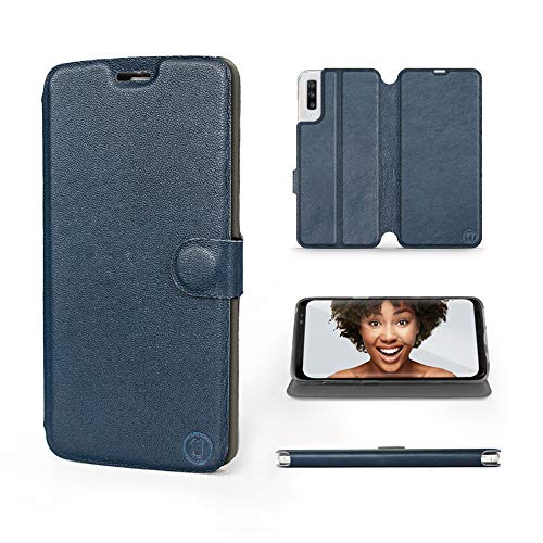 Mobiwear | Echt Lederhülle | Kompatibel mit Samsung Galaxy A70, Made in EU handyhülle, Slim Leather Case, Premium Flip Schutzhülle, Transparent TPU Silicon, Book Style, Tasche - Blaues Leder Mobiwear | Echt Lederhülle | Kompatibel mit Samsung Galaxy A70, Made in EU handyhülle, Slim Leather Case, Premium Flip Schutzhülle, Transparent TPU Silicon, Book Style, Tasche - Blaues Leder von MOBIWEAR