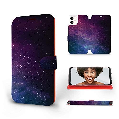 Mobiwear | Slim FLIP Case | Kompatibel mit Apple iPhone 11, Made in EU handyhülle, Premium Schutzhülle, Transparent TPU Silicon, Book Style Hülle, Tasche - Sterne am Himmel von Mobiwear