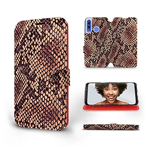 Mobiwear | Slim FLIP Case | Kompatibel mit Huawei Honor 20 Lite, Made in EU handyhülle, Premium Schutzhülle, Transparent TPU Silicon, Book Style Hülle, Tasche - Python von MOBIWEAR