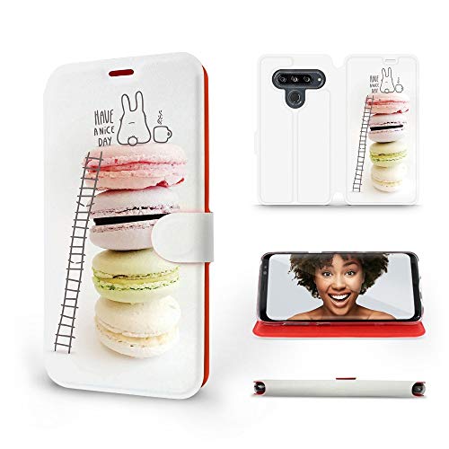 Mobiwear | Slim FLIP Case | Kompatibel mit LG G8s ThinQ, Made in EU handyhülle, Premium Schutzhülle, Transparent TPU Silicon, Book Style Hülle, Tasche - Cookies, Kekse von MOBIWEAR