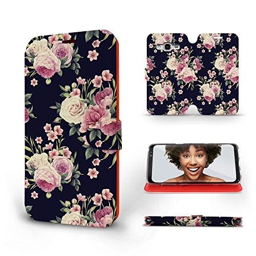 Mobiwear | Slim FLIP Case | Kompatibel mit Samsung Galaxy J3 2016, Made in EU handyhülle, Premium Schutzhülle, Transparent TPU Silicon, Book Style Hülle, Tasche - Rosenstrauß von MOBIWEAR