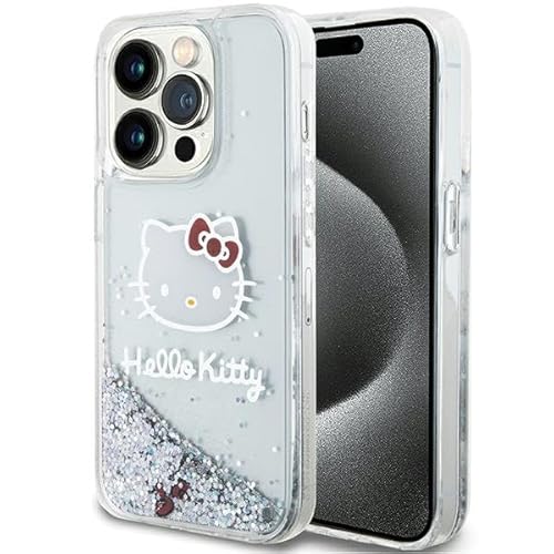 Hello Kitty HKHCP13XLIKHET Hülle für iPhone 13 Pro Max 6.7" Silber hardcase Liquid Glitter Charms Kitty Head von Mobo