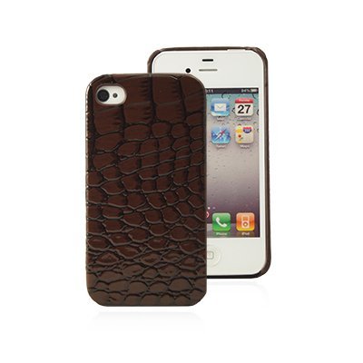 Mocca Design CI4S50 Hülle für iPhone 4/4S, glänzend, in Krokodilleder-Optik, Schokoladenbraun von Mocca Design