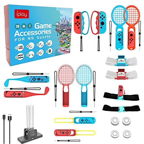 20 in 1 Switch Sport Spiel Zubehör, Switch Sport Zubehör Bündeln Set Das Somatosensorische Set Bundle Zubehör Kit 2022 2023 Familienparty Paket Spiel Zubehör Set mit J-CON Ladestation Typ-C Kabel 20 in 1 Switch Sport Spiel Zubehör, Switch Sport Zubehör Bündeln Set Das Somatosensorische Set Bundle Zubehör Kit 2022 2023 Familienparty Paket Spiel Zubehör Set mit J-CON Ladestation Typ-C Kabel von Mocoli