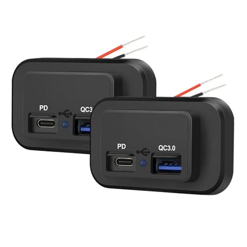 Kfz-Ladegeräte, 2 Stück Dual USB Ladebuchse Steckdose, DC 12V-24V USB Auto Ladebuchse, 12V USB Steckdose Wasserdicht, Autostrom Schnellladeadapter für Wohnmobil Motorrad LKW Boot von Mocoli