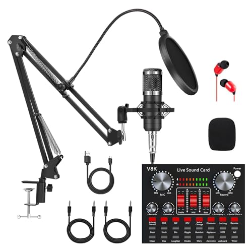 Podcast Mikrofon BüNdeln, 500MAH 10W Audio Interface mit All-In-One Live Soundkarte Und Bm 800 Tonor Mikrofon für Aufnahme Rundfunk Live-Streaming Youtube Tiktok von Mocoli