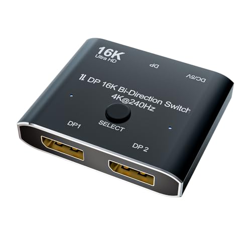 Mocoocouture 4K@240Hz DisplayPort 2X1 Video Umschalter Unterstützt 16K Auflösung 4K240Hz Zweirichtungskonvertierung von Mocoocouture