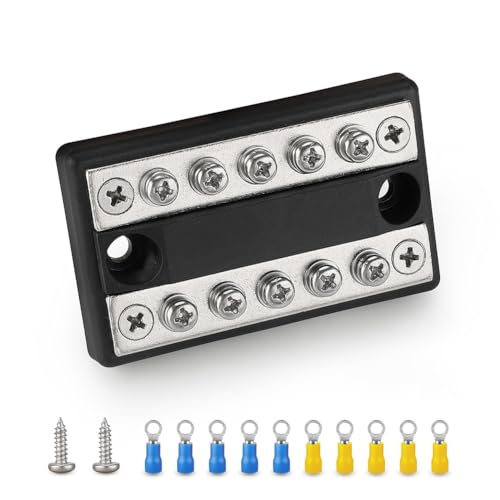 Mocturnity 100A Batterie-Verteiler-System Bus-Bar, Positive und Negative Anschlüsse für Wohnmobil, Boot, 5 Leiter-Busbar-Stromverteiler-Block Mocturnity 100A Batterie-Verteiler-System Bus-Bar, Positive und Negative Anschlüsse für Wohnmobil, Boot, 5 Leiter-Busbar-Stromverteiler-Block von Mocturnity