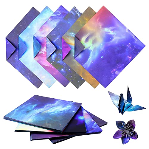 Mocturnity 200 Blatt Galaxy Space Stars Pattern Origami-Papier, Doppelseitiges Farbiges Origami-Papier für Kunsthandwerk (6X6Zoll) von Mocturnity