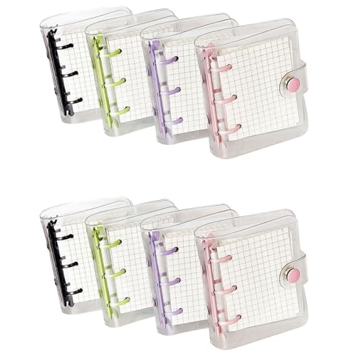 Mocturnity 8Er-Pack Transparente Mini-OrdnerhüLlen mit 3 Ringen, mit Gerasterter Innenseite und 24 Ordnertaschen (3 StüCk/Set) von Mocturnity