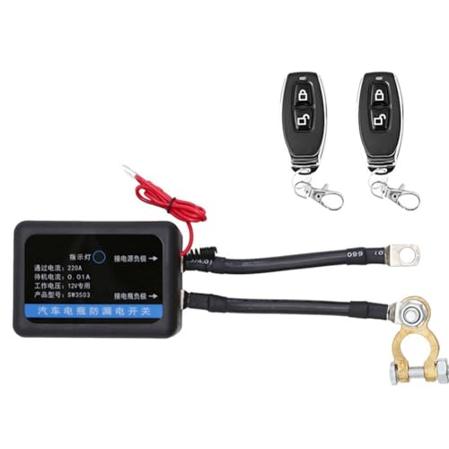 Mocturnity Fernbedienbarer Batterie-Trennschalter 12V 260A Kill-Schalter Schwarzer Kunststoff+Metall Kfz-Zubehör Automatische Abschaltung Verhindert Batterie-Entladung mit Fernbedienung Auto-,C von Mocturnity