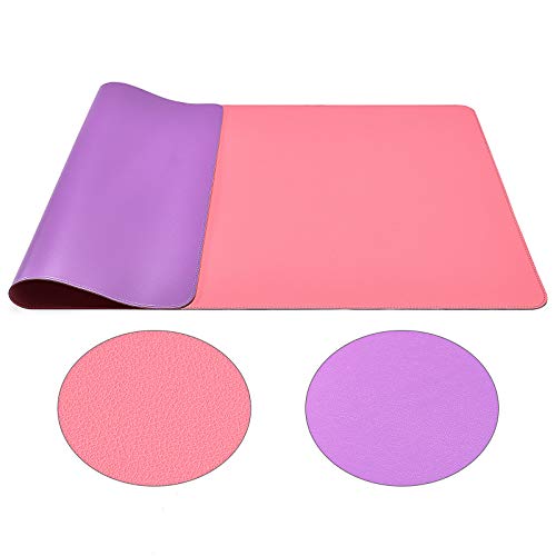 Schreibtischunterlage Doppelseitiges Multifunktionales, Wasserdichter Schreibtischmattenschutz, Ledertisch zum Schreiben, Großes Schreibtischpad für Tastatur und Maus(60x35cm, Pink Lila) von Modazon