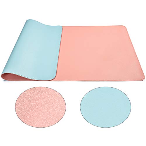 Schreibtischunterlage Doppelseitiges Multifunktionales, Wasserdichter Schreibtischmattenschutz, Ledertisch zum Schreiben, Großes Schreibtischpad für Tastatur und Maus(60x35cm, rosa-himmelblau) von Modazon