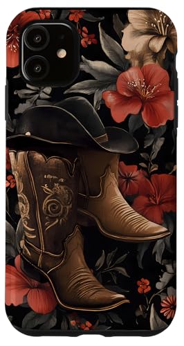 Hülle für iPhone 11 Vintage Tropischer Cowboyhut & Stiefel Set mit Discokugel von Modern Aesthetic Design Studio