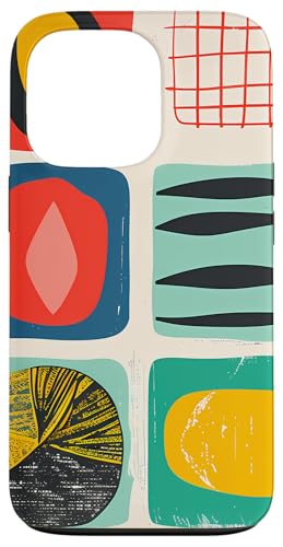 Hülle für iPhone 13 Pro Mid Century Modern Abstrakt Bunte Formen Funky Cool von Modern Aesthetic Design Studio
