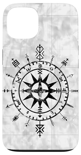 Hülle für iPhone 13 Weißer minimalistischer karierter Vegvisir Wikinger-Kompass inkl von Modern Aesthetic Design Studio